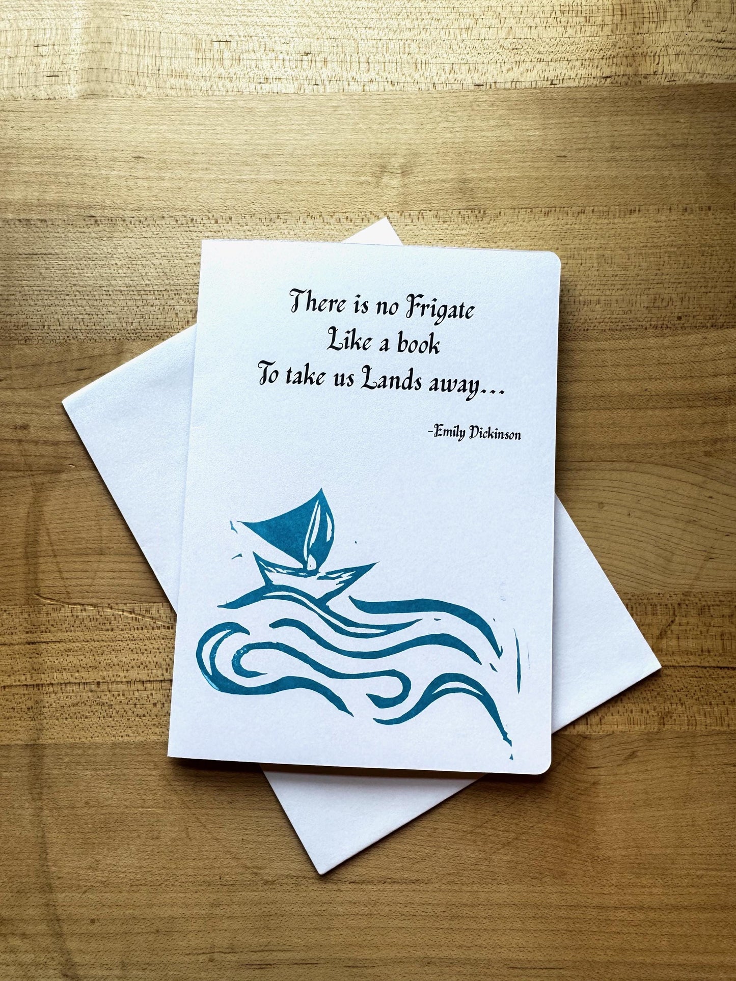Emily Dickinson Quote Card | Hand stamped Book Lover Card | 5x7” Blank Card + Envelope | Gift for Readers