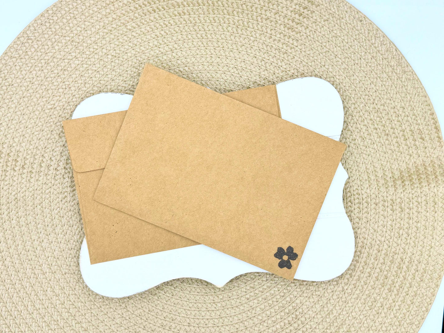 Art Deco Flower Card: Raspberry Hand Printed Blank Card