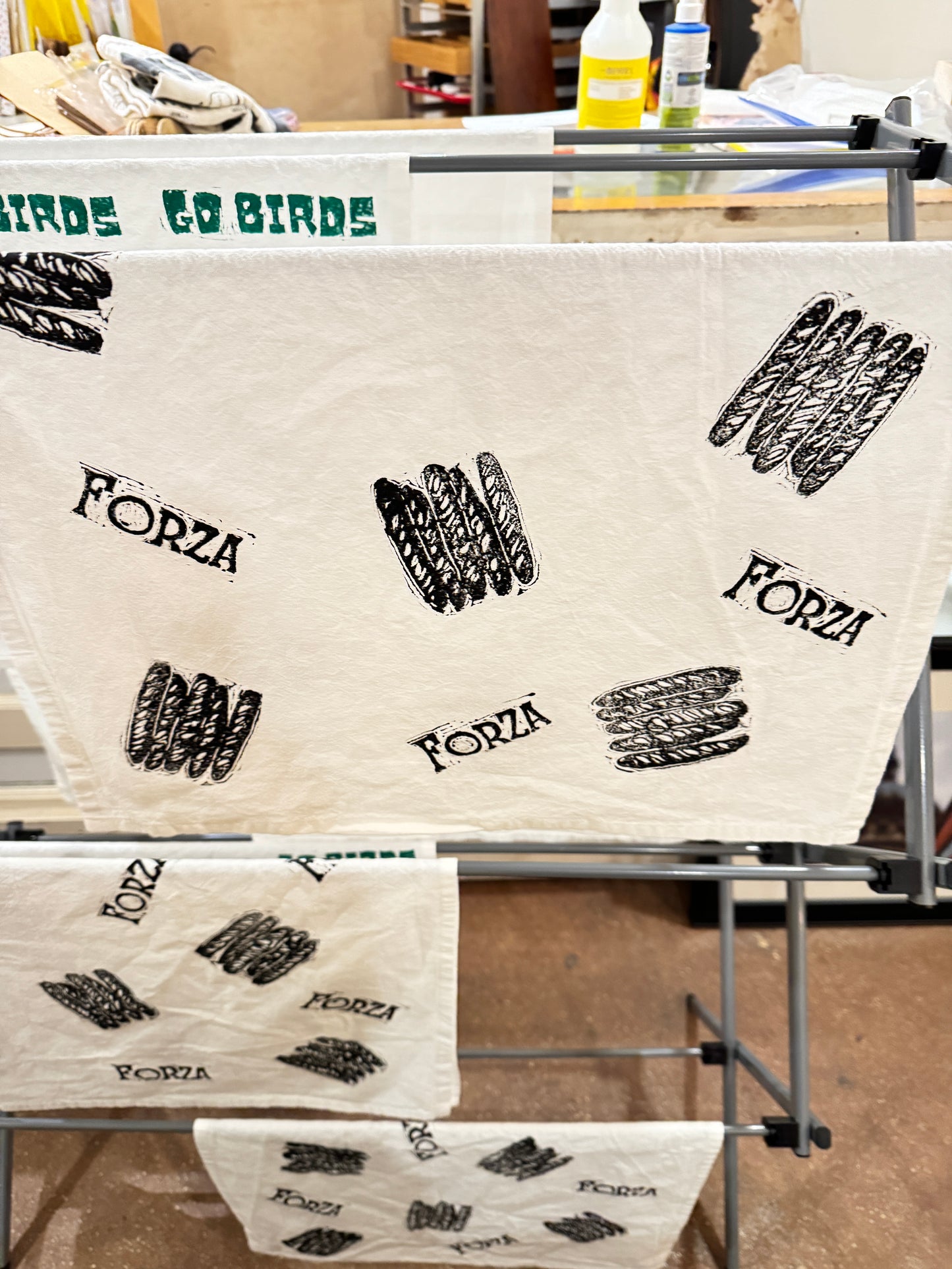 Hand Printed Baguette Tea Towel – Great for Proofing!