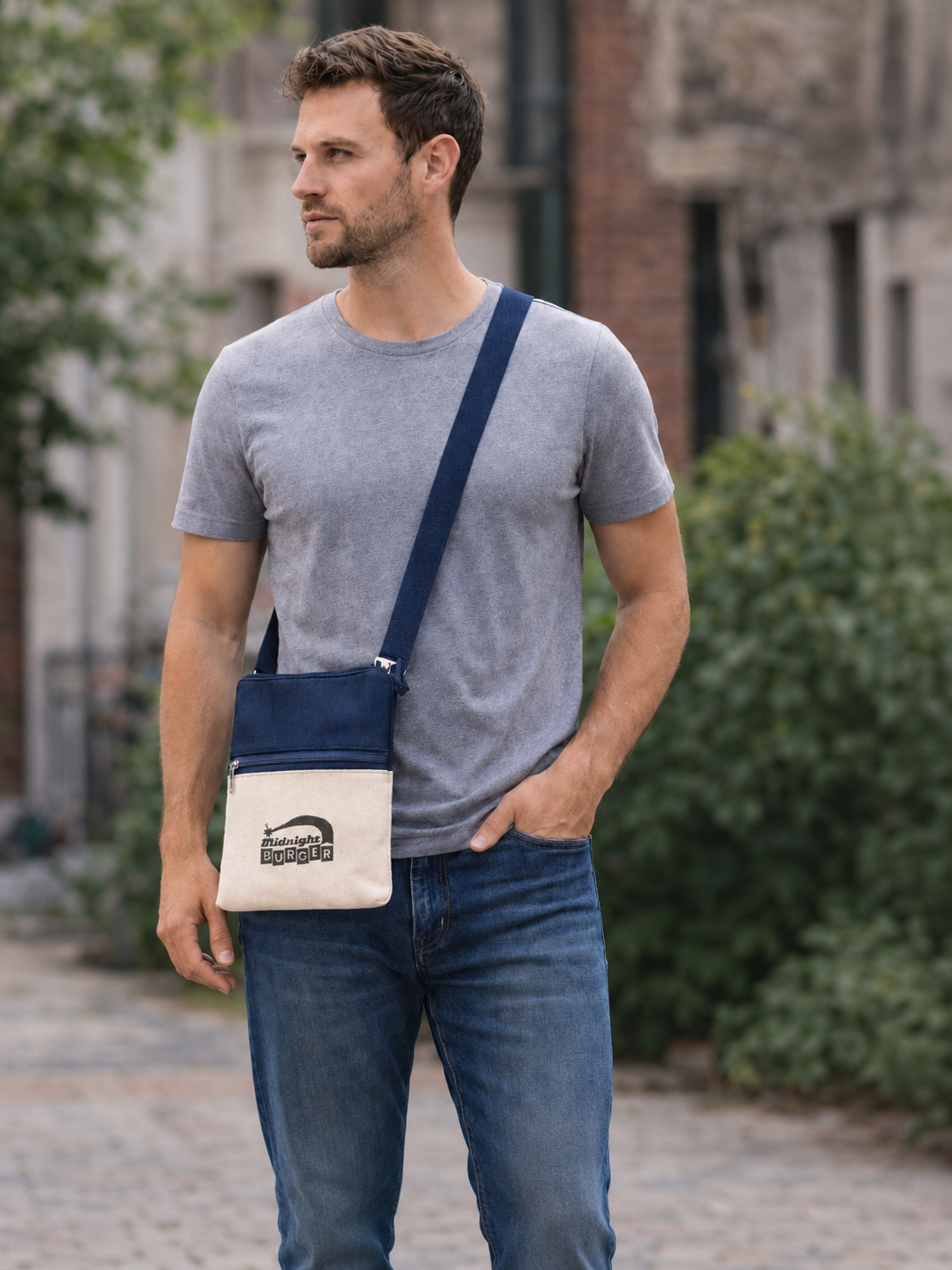 Midnight Burger Mini Crossbody Canvas Bag | Handprinted Podcast Fan Gift
