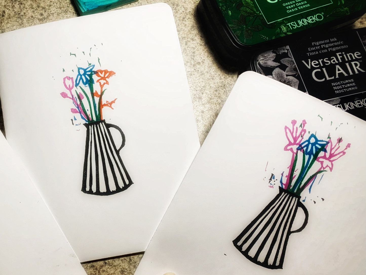 Handmade Floral Notecard: Flower Bouquet, Blank Inside