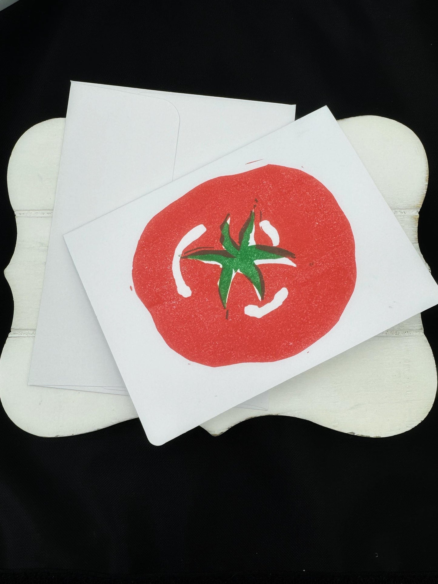 Hand Printed Tomato Notecard, Foodie Pop Art Card