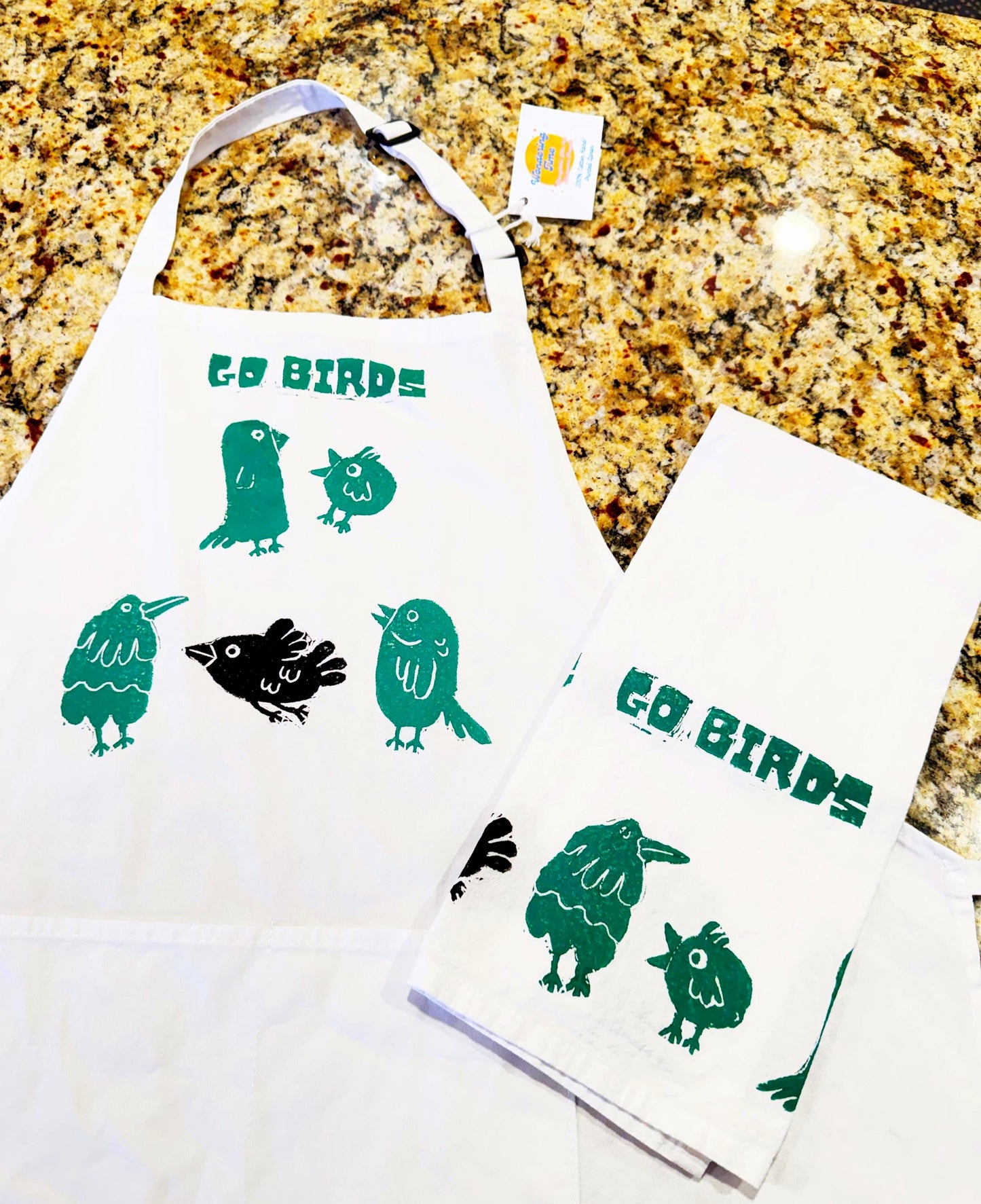 Go Birds Apron: Hand-Stamped Philadelphia Eagles Kitchen Apron