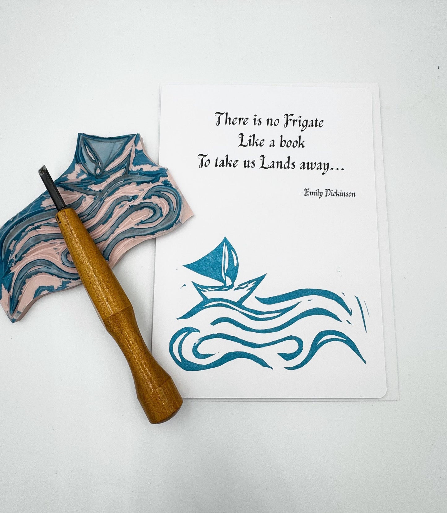 Emily Dickinson Quote Card | Hand stamped Book Lover Card | 5x7” Blank Card + Envelope | Gift for Readers