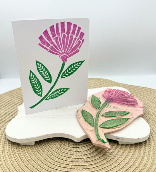 Handmade Floral Notecard: Bright Flower, Gardener Gift