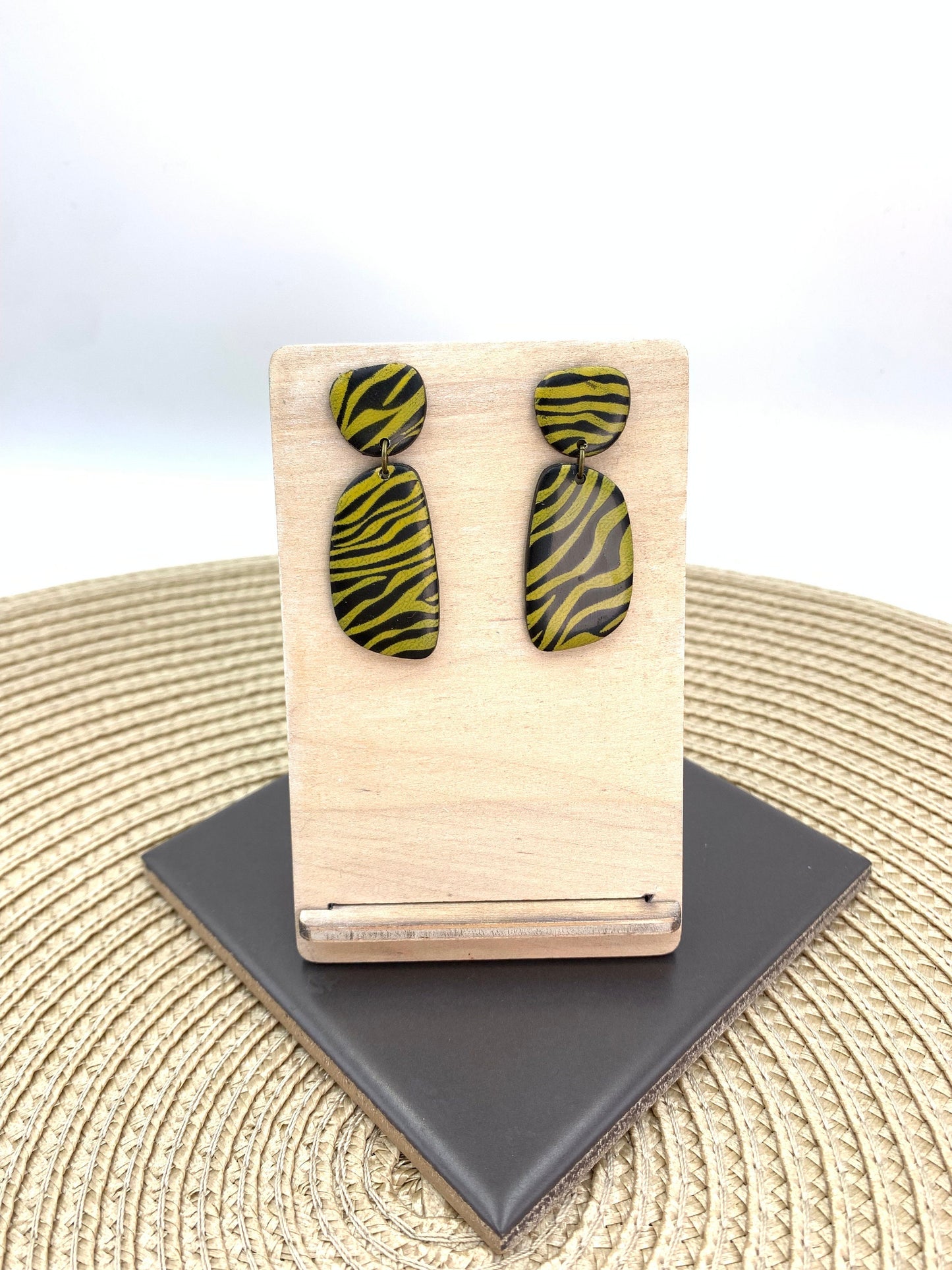 Tiger Stripe Dangle Earrings: Lightweight Animal Print Drop Earrings