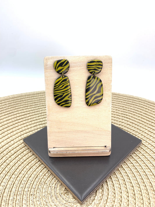 Tiger Stripe Dangle Earrings: Lightweight Animal Print Drop Earrings