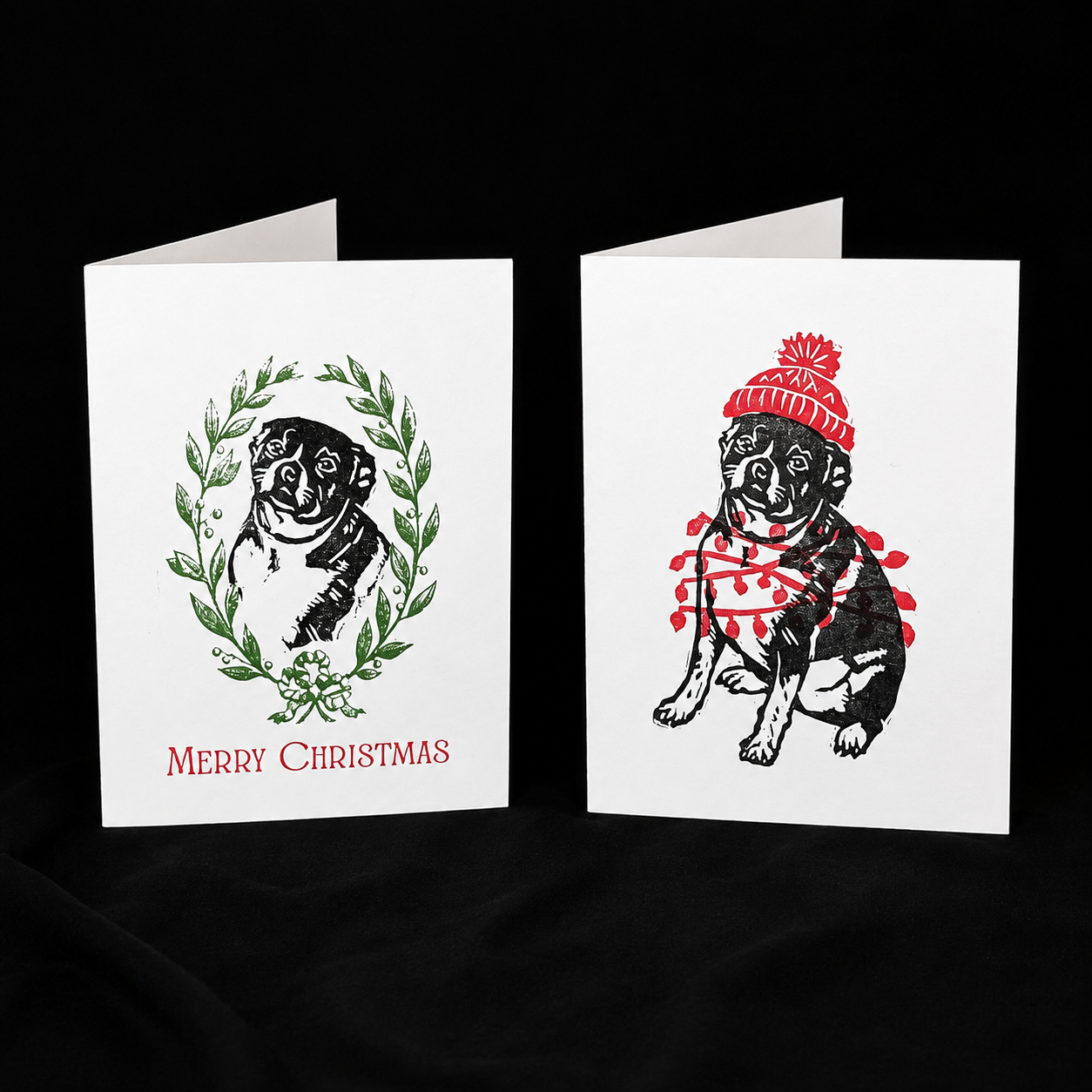 Custom Pet Christmas Cards | Hand-Carved + Hand-Printed