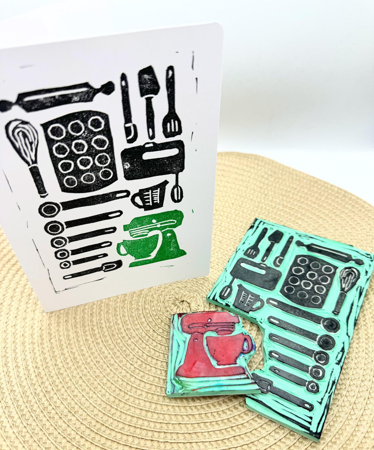 Handmade Baking Lover Card: Retro Kitchen Tool Set, Foodie House Warming