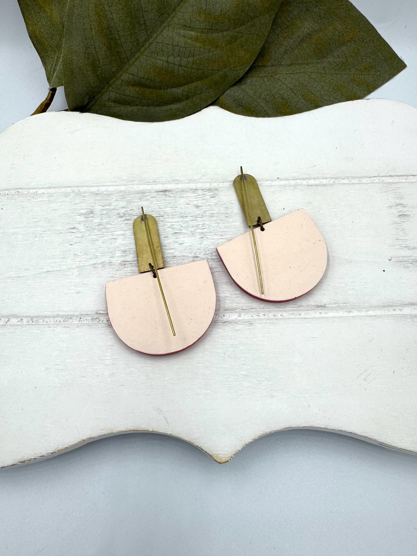 Terracotta Polymer Clay Earrings: Modern Half Circle Dangles