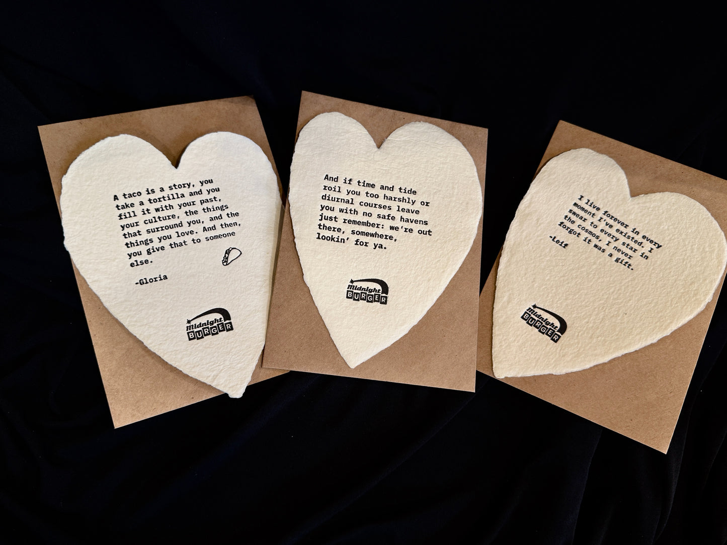 A Taco Is A Story (Gloria) Midnight Burger Letterpress Heart