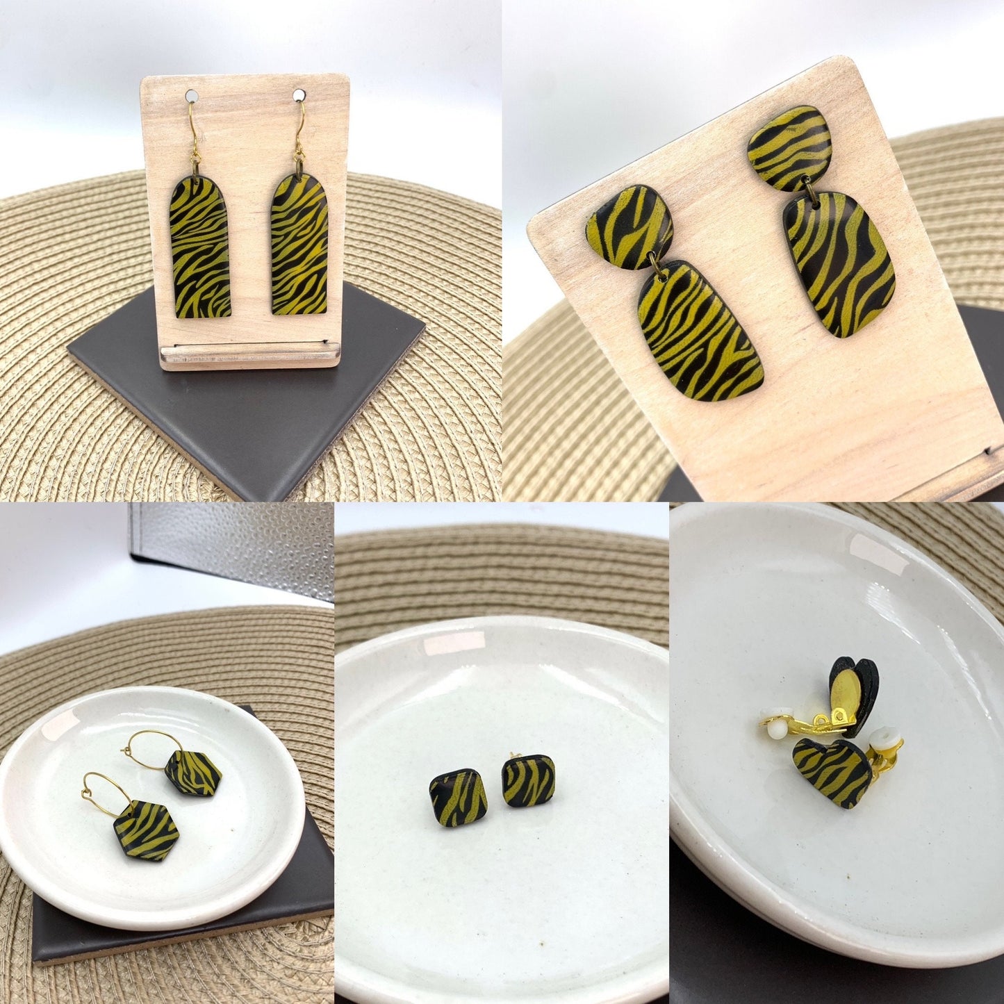 Tiger Stripe Dangle Earrings: Lightweight Animal Print Drop Earrings
