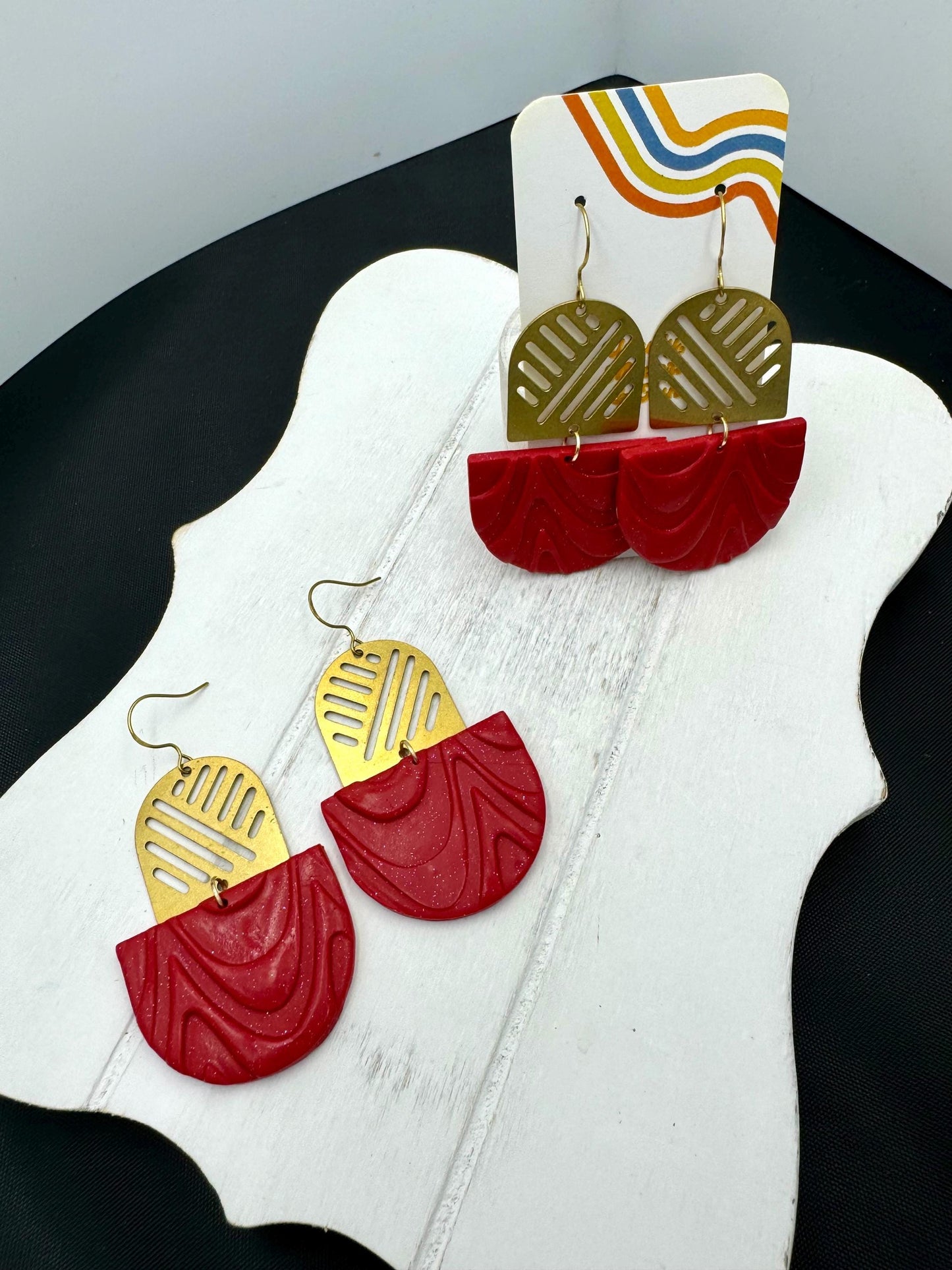 Red Polymer Clay Statement Earrings: Lightweight Holiday Glam