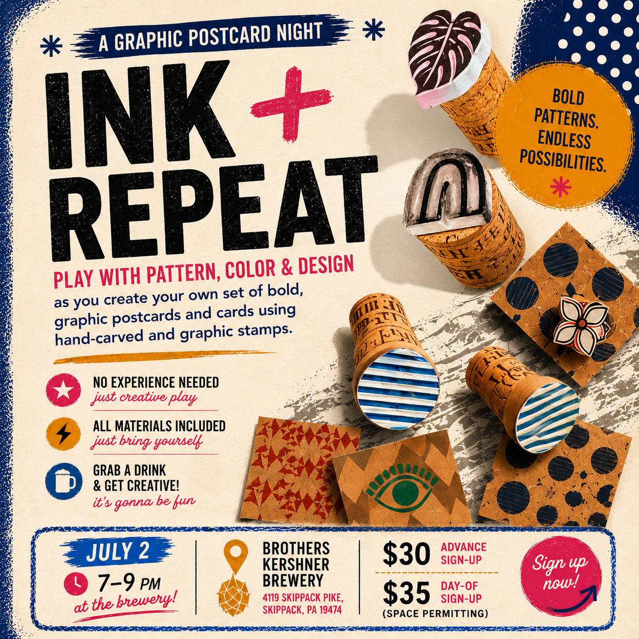 July 2 - Ink + Repeat: Stamp Night at the Brewery
