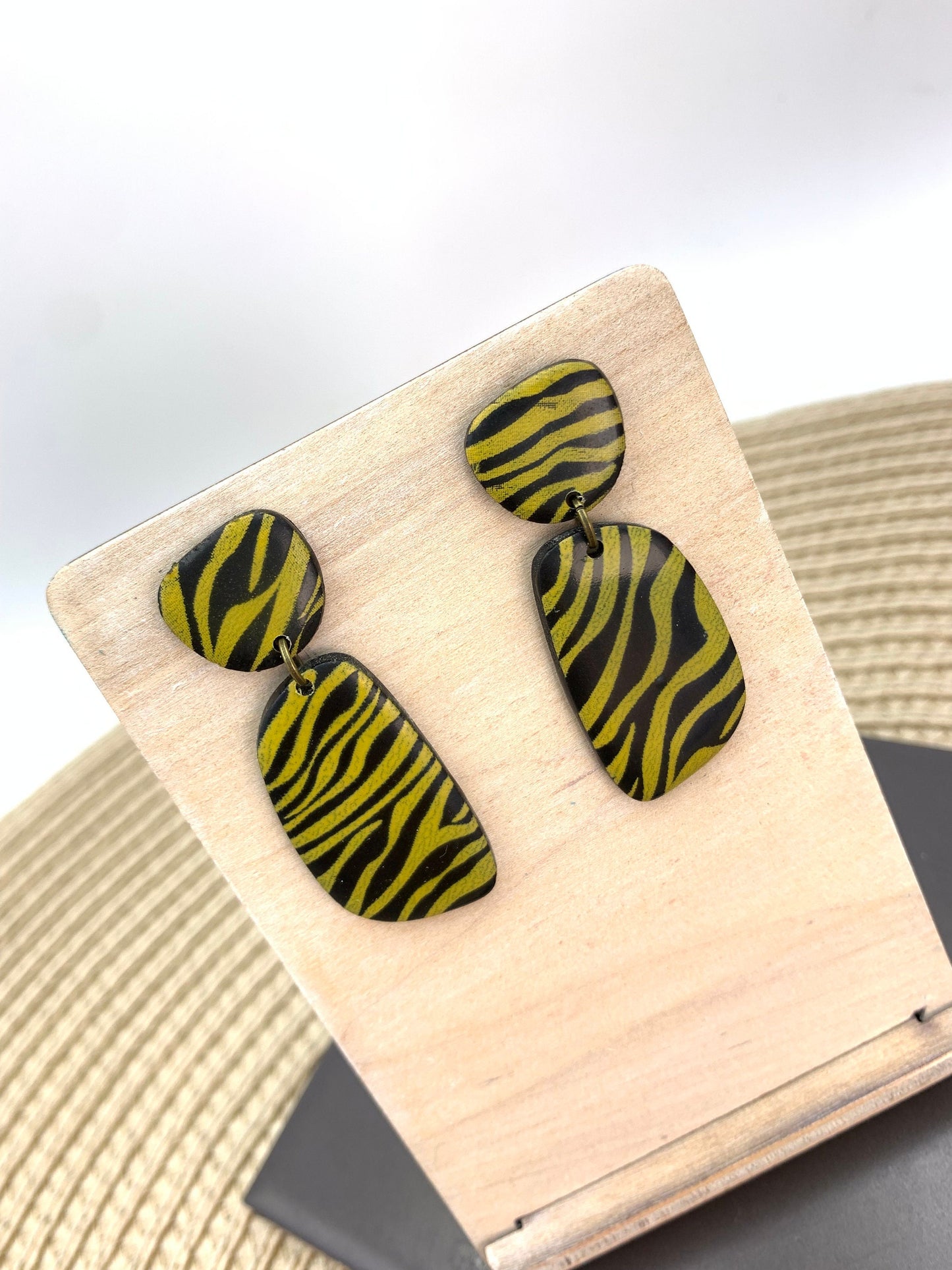 Tiger Stripe Dangle Earrings: Lightweight Animal Print Drop Earrings