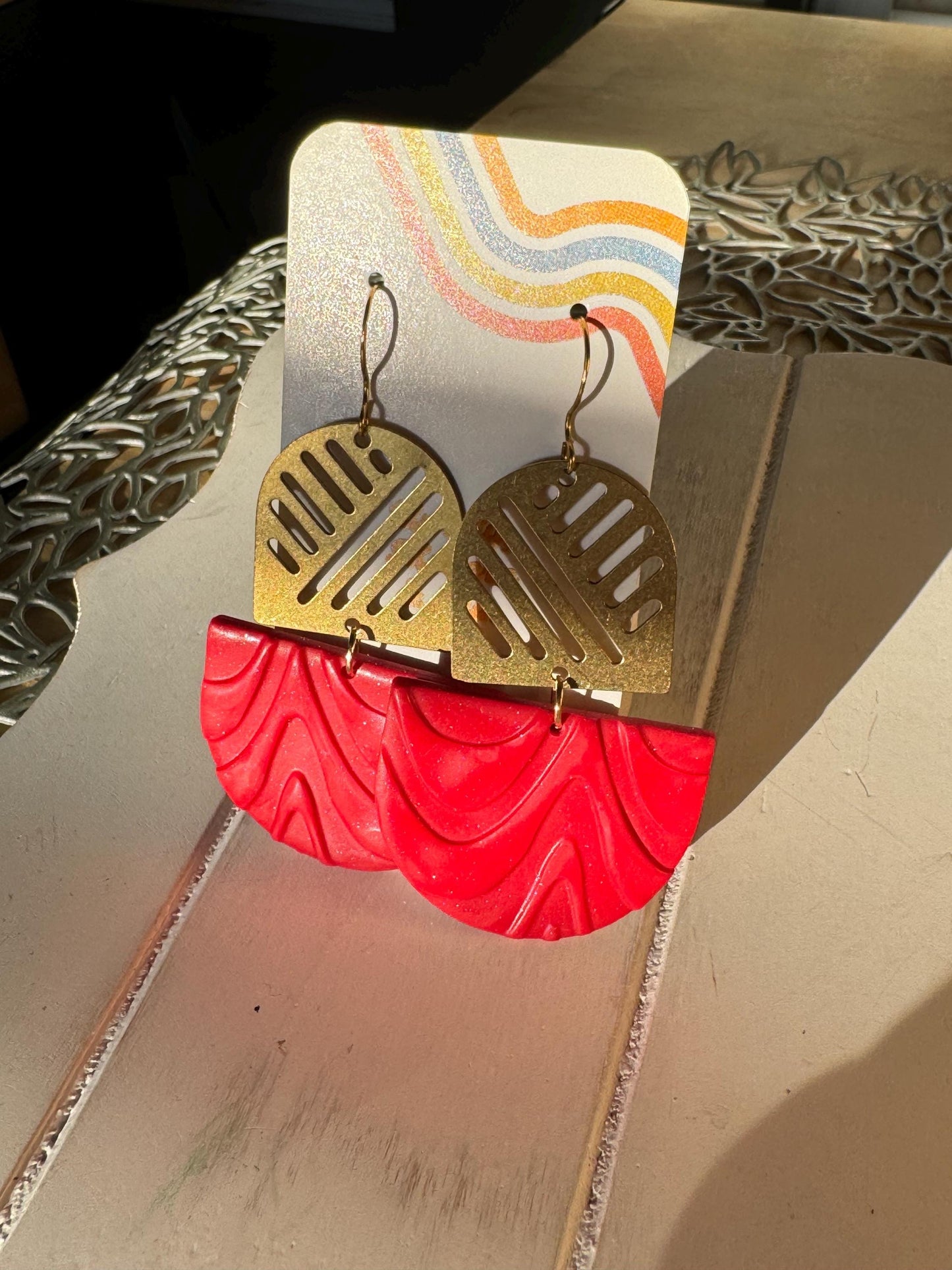 Red Polymer Clay Statement Earrings: Lightweight Holiday Glam