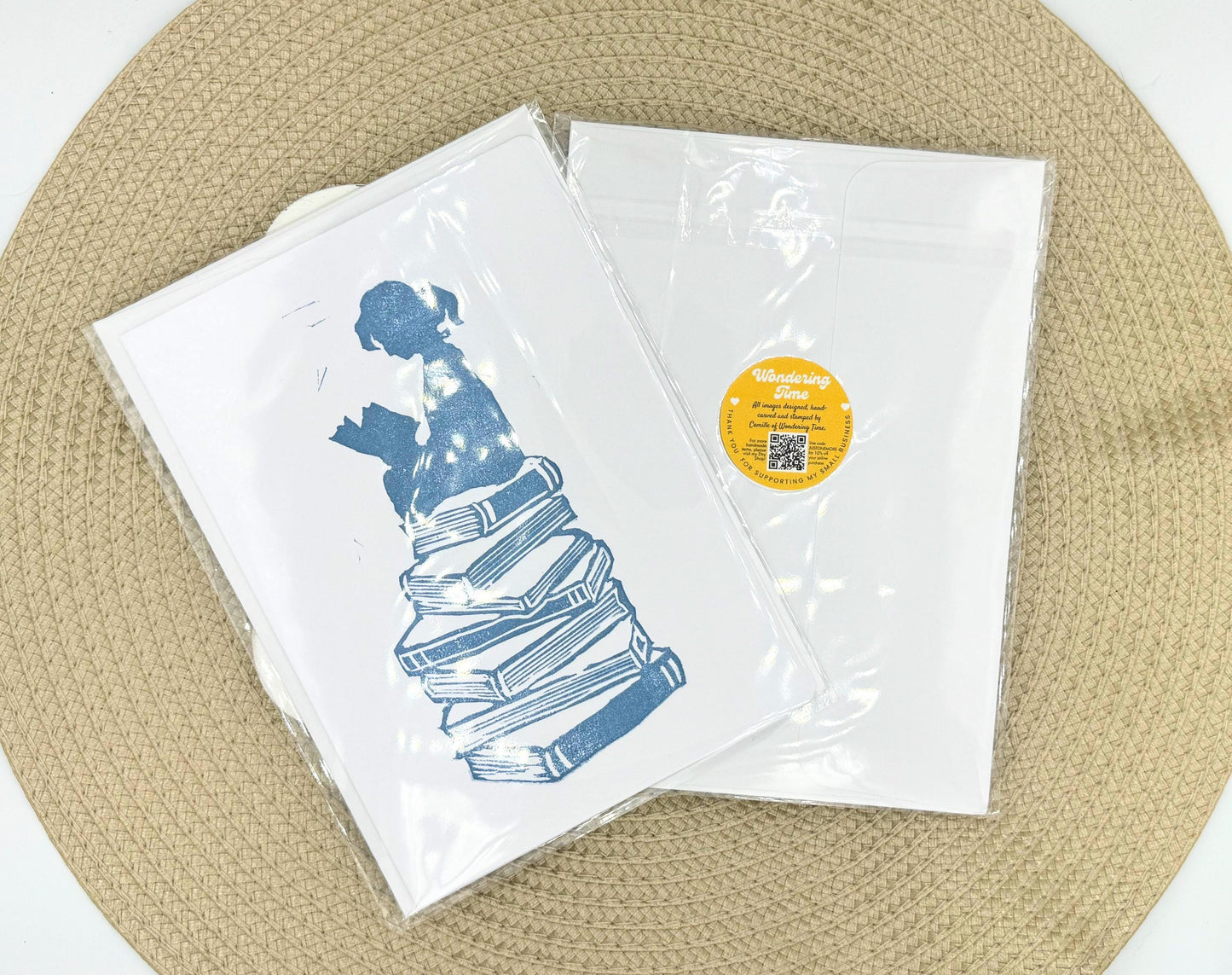 Handmade Book Lover Notecard: Reading Silhouette Greeting Card