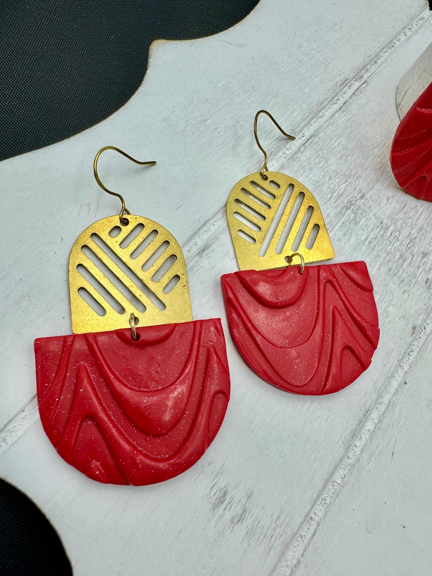Red Polymer Clay Statement Earrings: Lightweight Holiday Glam