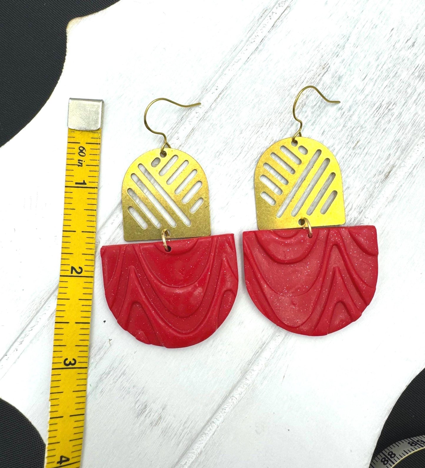 Red Polymer Clay Statement Earrings: Lightweight Holiday Glam