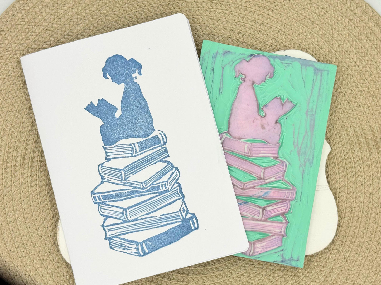 Handmade Book Lover Notecard: Reading Silhouette Greeting Card