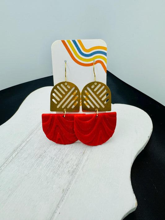 Red Polymer Clay Statement Earrings: Lightweight Holiday Glam