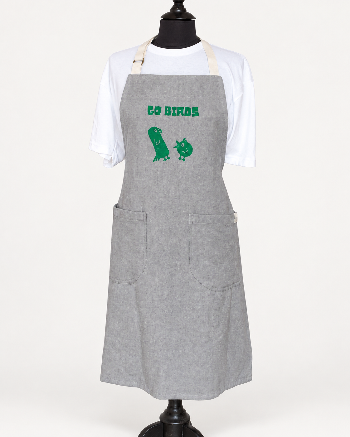 Go Birds Apron - Grey Handprinted Eagles Fan Gear