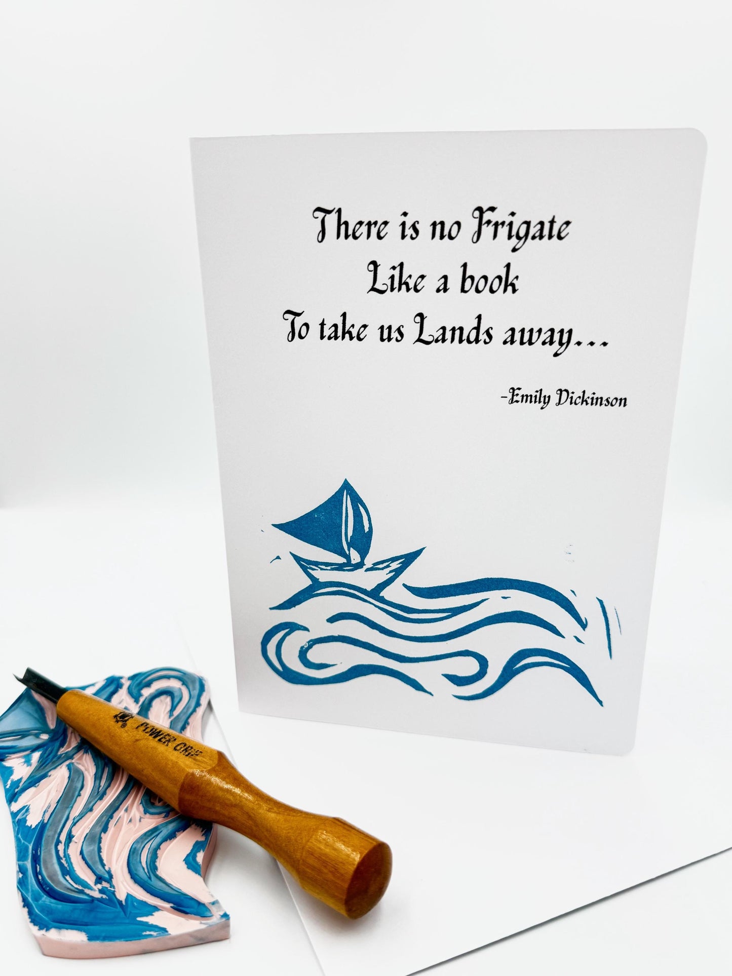 Emily Dickinson Quote Card | Hand stamped Book Lover Card | 5x7” Blank Card + Envelope | Gift for Readers