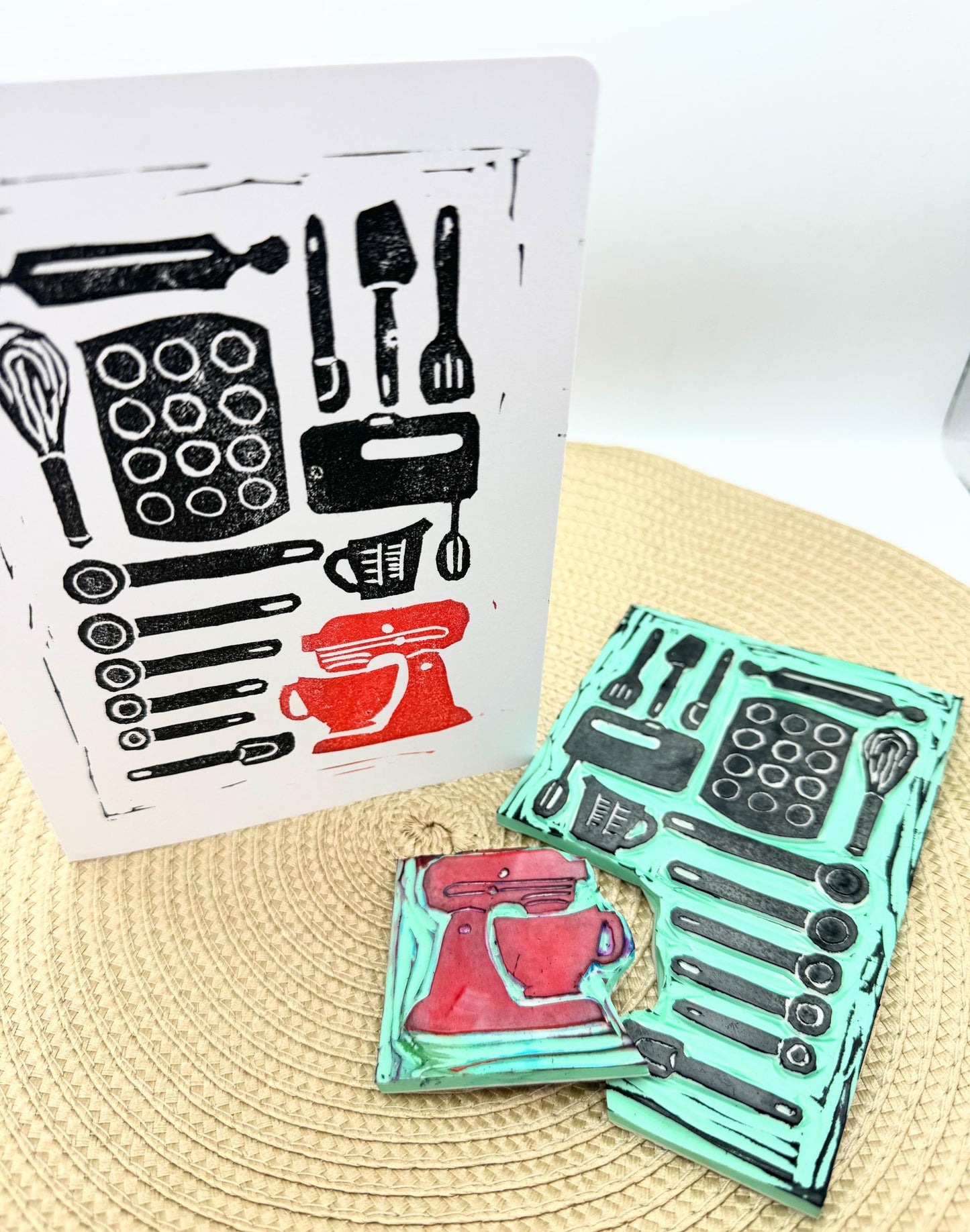 Handmade Baking Lover Card: Retro Kitchen Tool Set, Foodie House Warming
