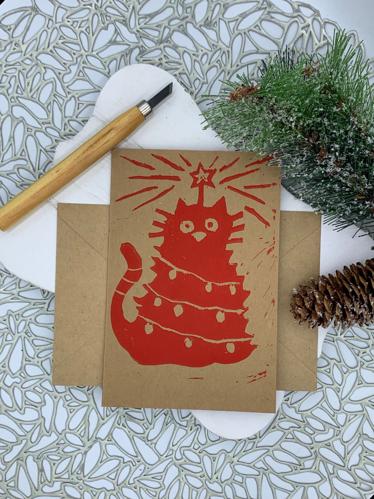 Funny Handmade Christmas Cat Card: Holiday Pet Card