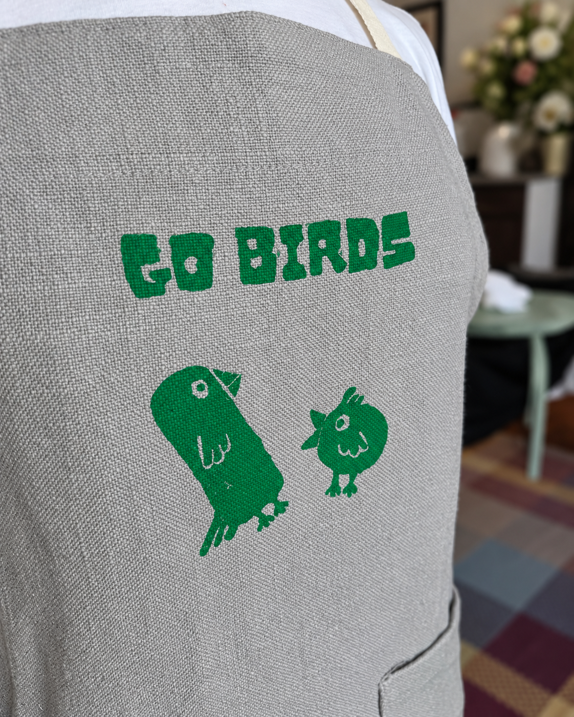 Go Birds Apron - Grey Handprinted Eagles Fan Gear