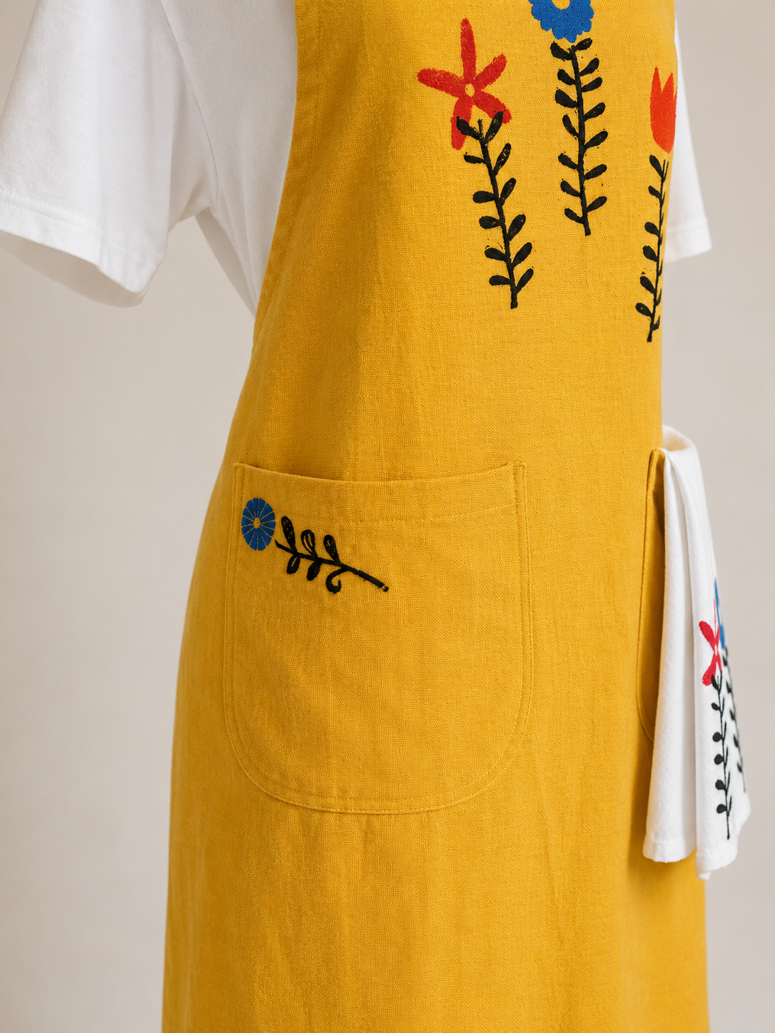 Retro Style Mustard Floral Apron