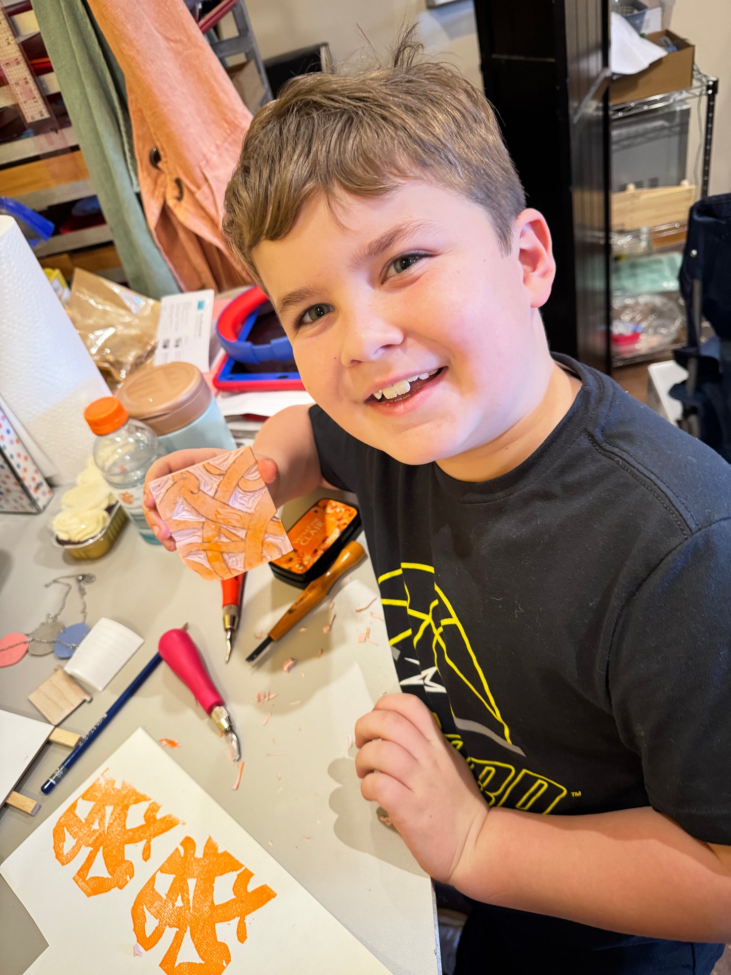 Carve + Print Together: Grown-Up + Kid Workshop - Oct. 17