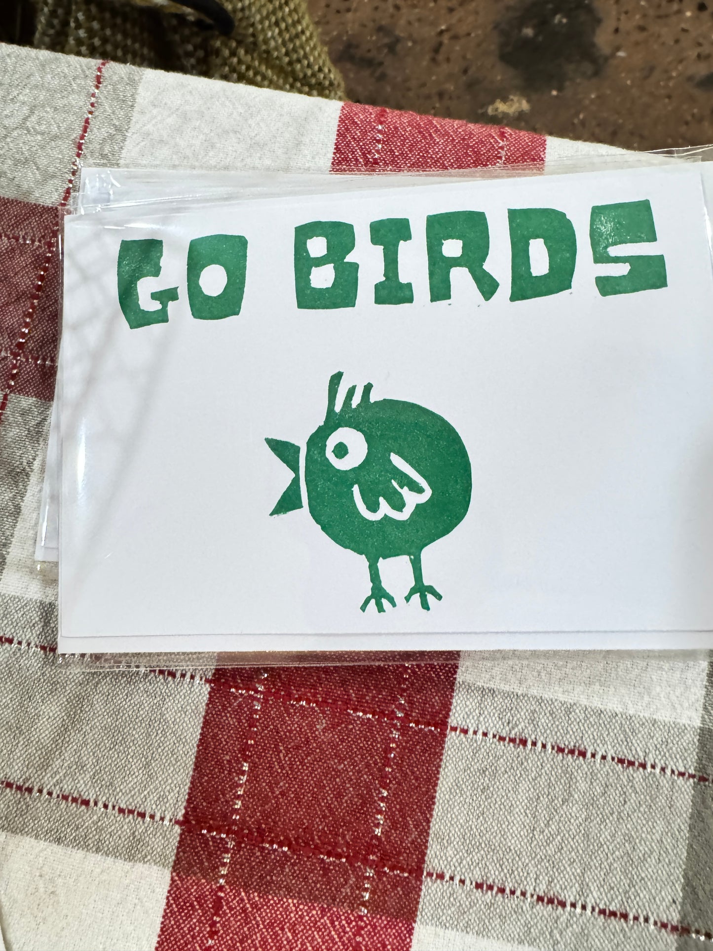 Hand Printed "Go Birds!" Greeting Card
