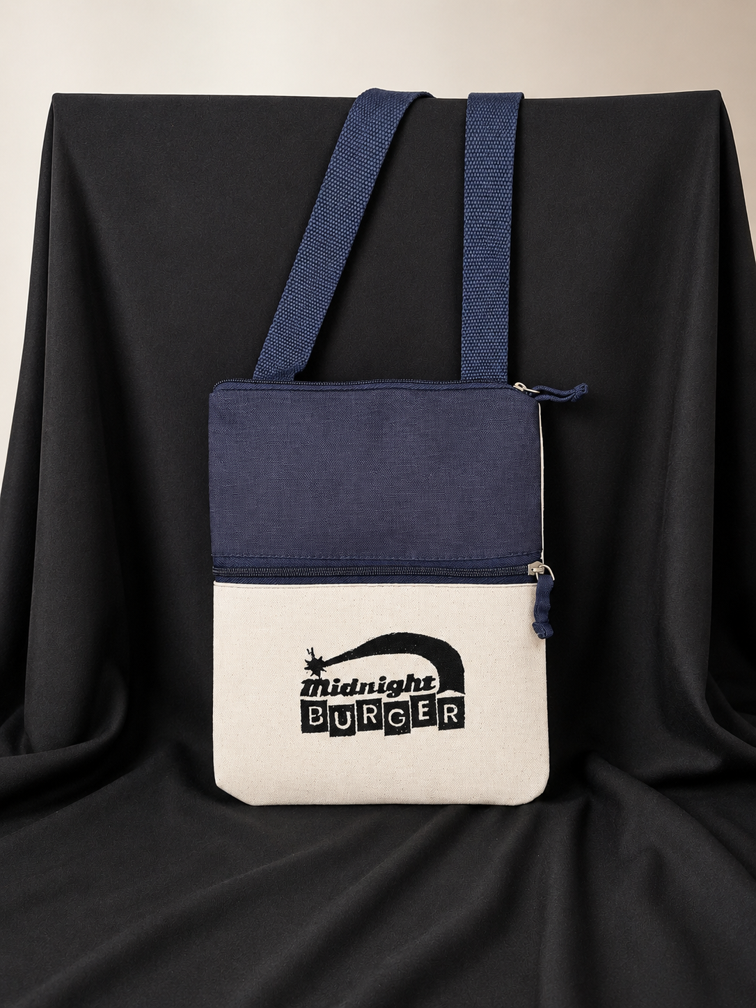 Midnight Burger Mini Crossbody Canvas Bag | Handprinted Podcast Fan Gift