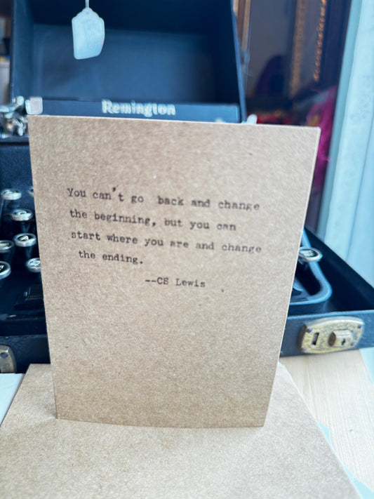C.S. Lewis Quote Card | Vintage Typewriter Print, 4x6 Kraft Card