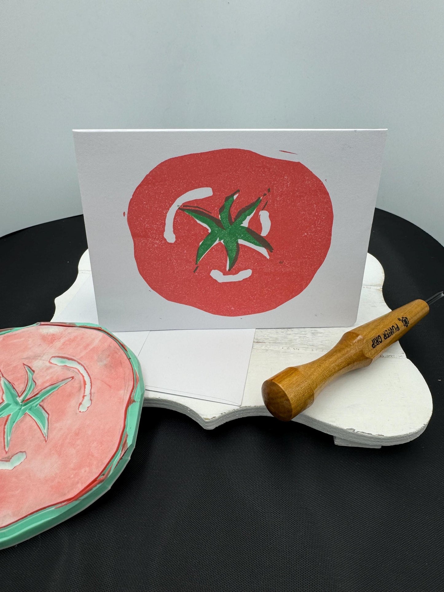 Hand Printed Tomato Notecard, Foodie Pop Art Card