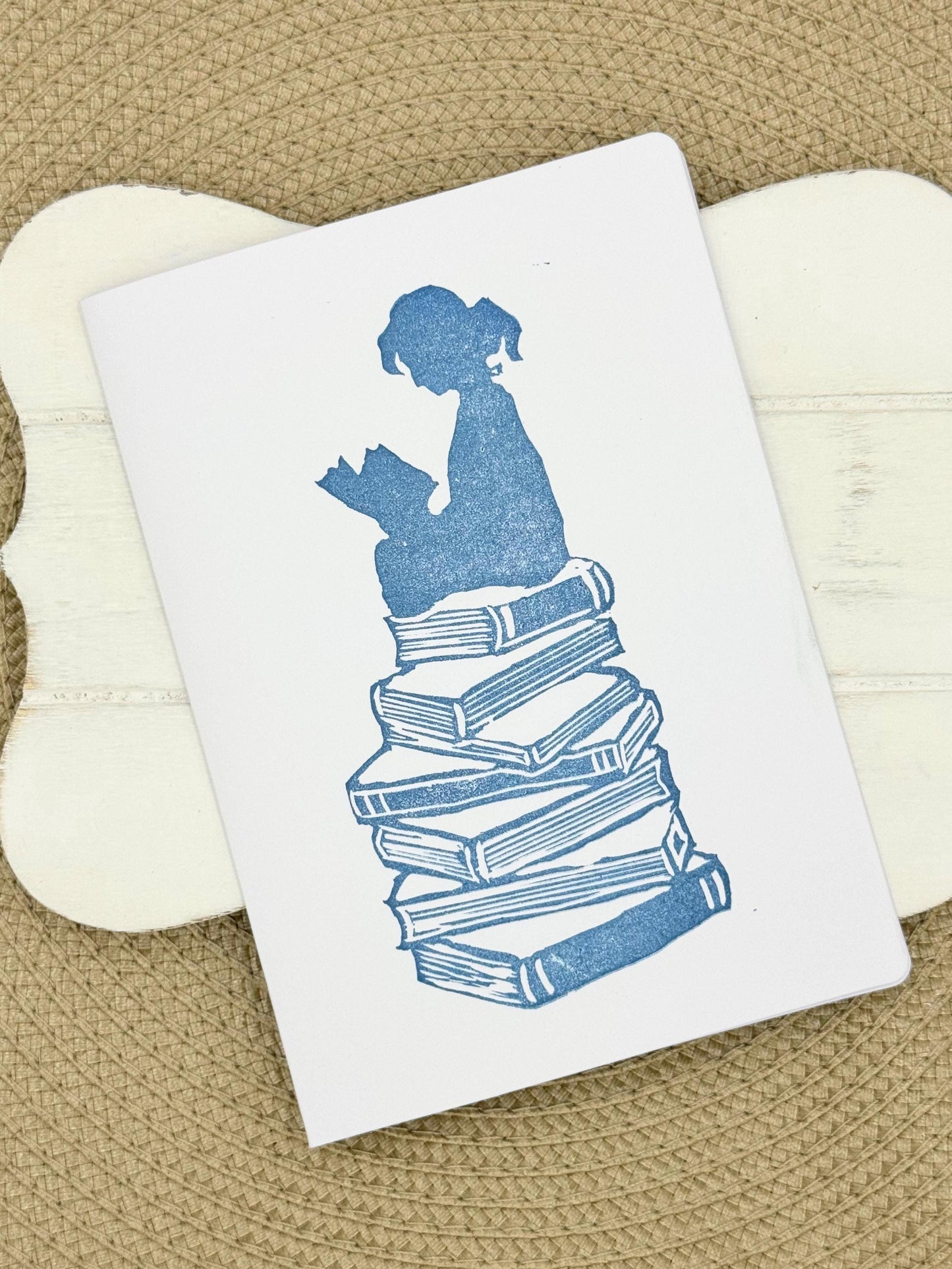 Handmade Book Lover Notecard: Reading Silhouette Greeting Card