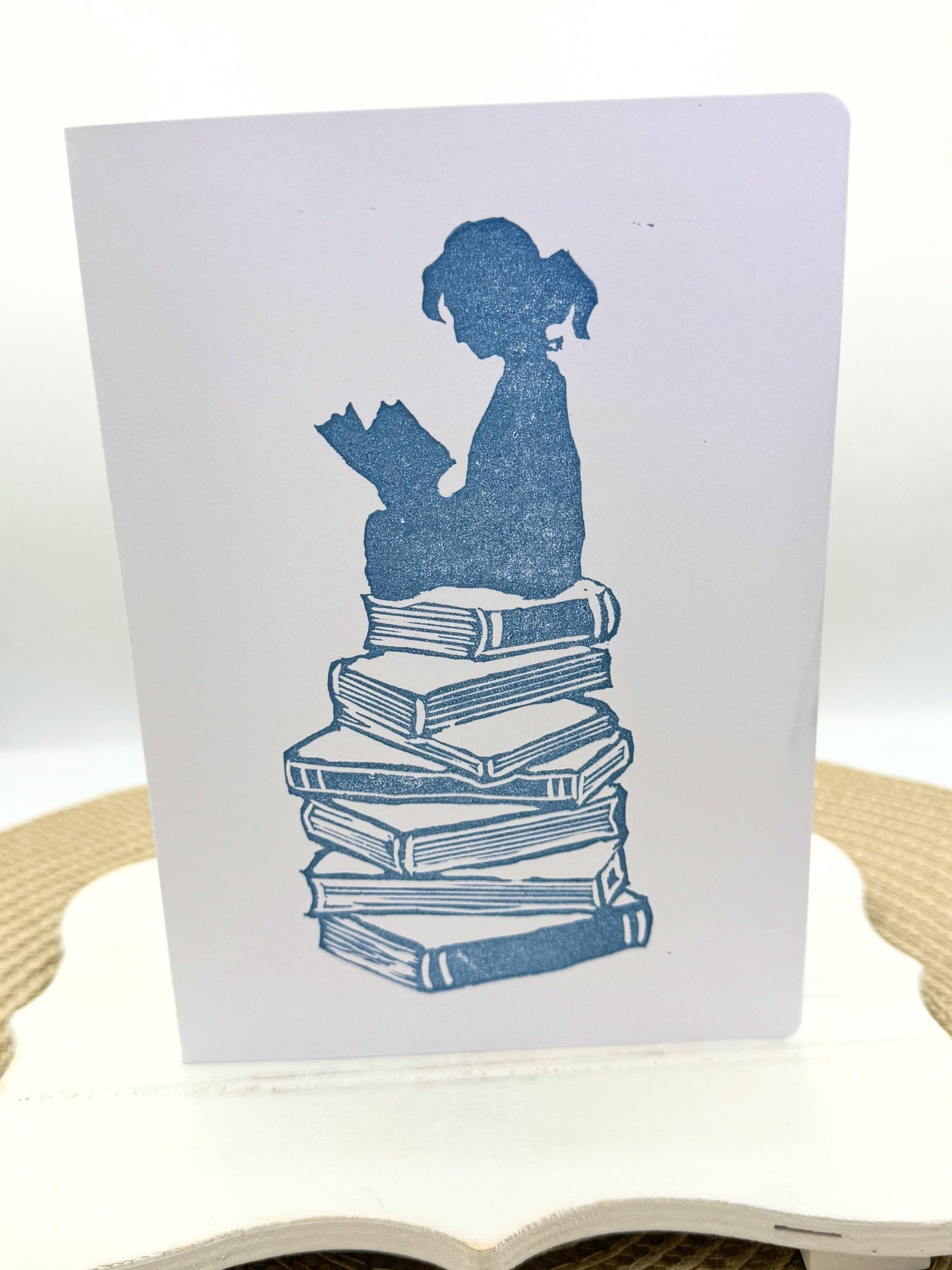 Handmade Book Lover Notecard: Reading Silhouette Greeting Card