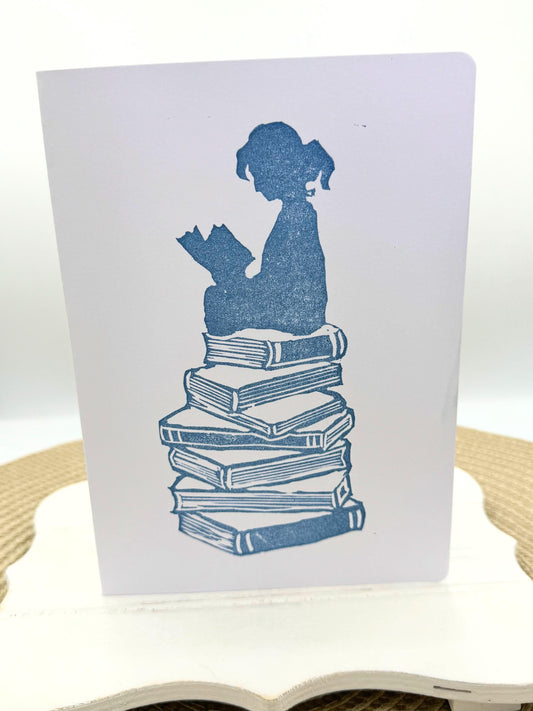 Handmade Book Lover Notecard: Reading Silhouette Greeting Card