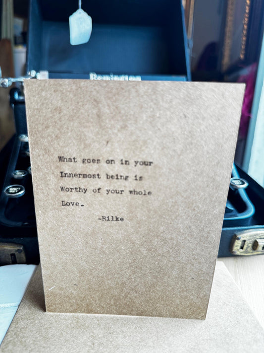 Rilke Quote Card | Vintage Typewriter Print, Book Lover Gift