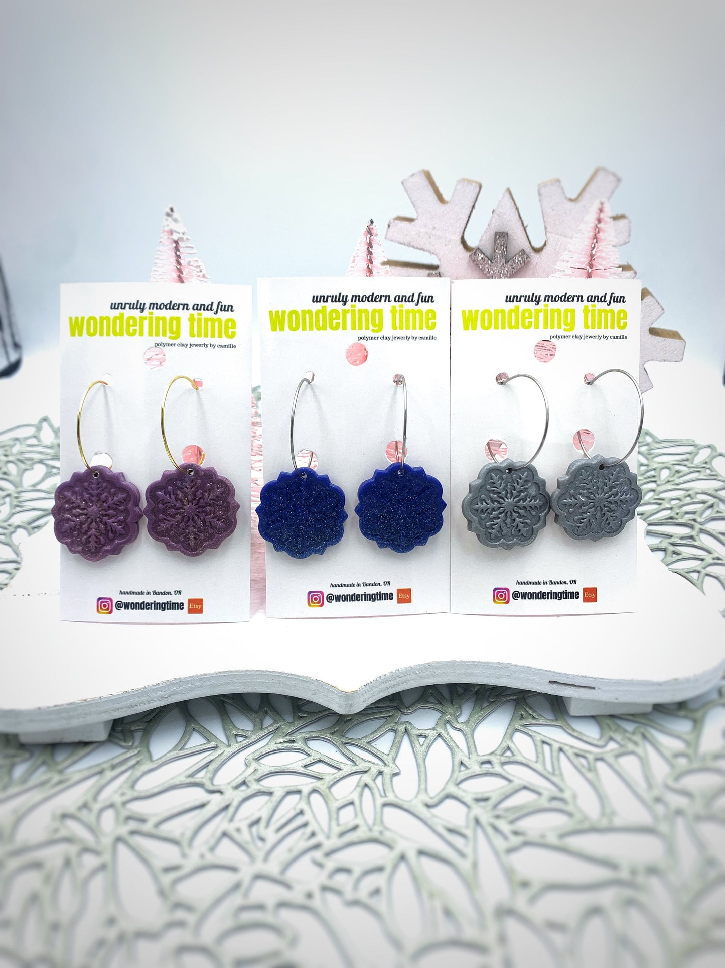 Shimmering Snowflake Dangle Earrings: Holiday Winter Gift