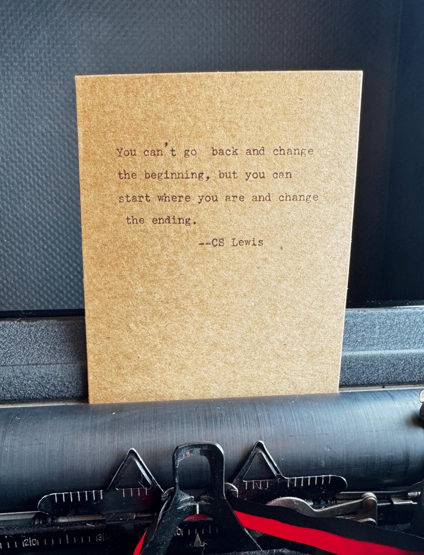 C.S. Lewis Self Growth Quote Card | Mindfulness Gift | 4x6” Kraft Blank Card + Envelope | Inspirational Typewriter Print for Healing