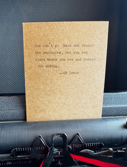 C.S. Lewis Self Growth Quote Card | Mindfulness Gift | 4x6” Kraft Blank Card + Envelope | Inspirational Typewriter Print for Healing