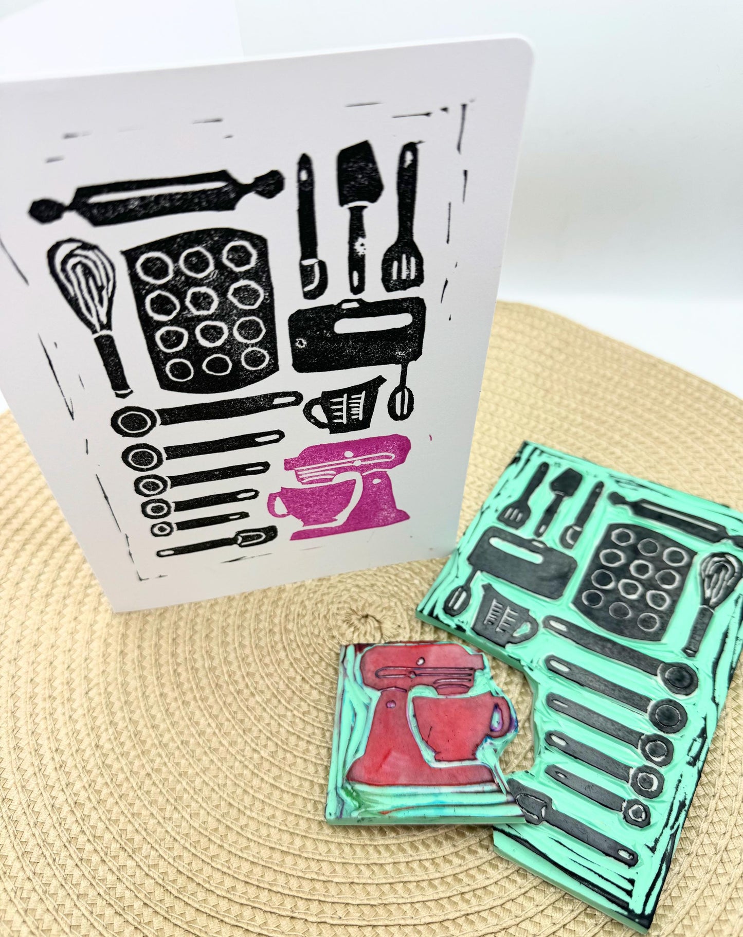 Handmade Baking Lover Card: Retro Kitchen Tool Set, Foodie House Warming