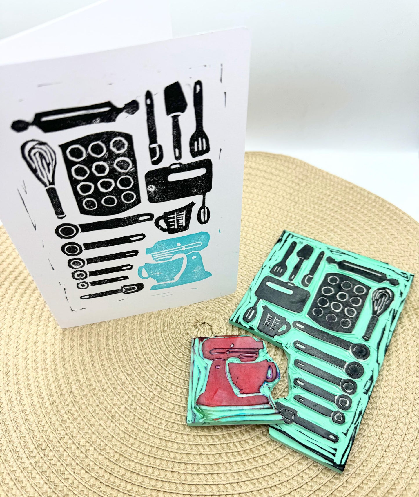 Handmade Baking Lover Card: Retro Kitchen Tool Set, Foodie House Warming